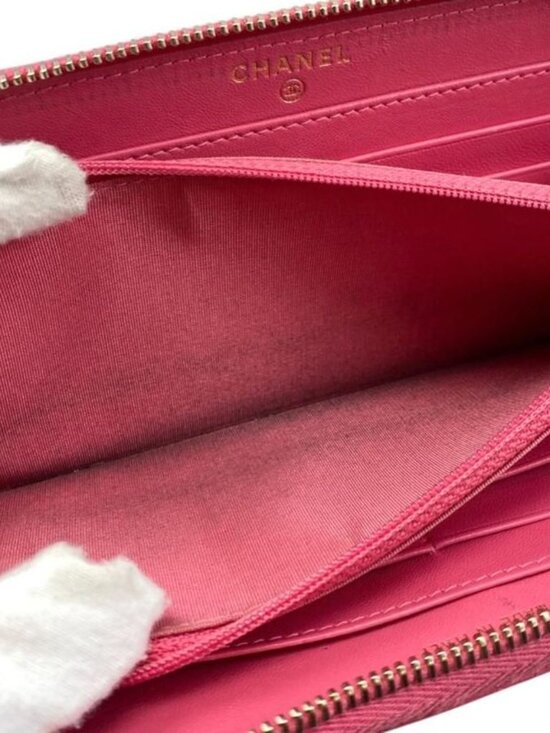 Chanel Long Wallet Zip Round Ap1590 Quilted Lambskin Coco Mark - Picture 12 of 15